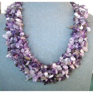 Amethyst Chip Necklace With Adjustable Chain Closure 16" 2" ext.